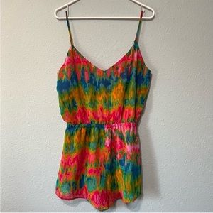 Show Me Your Mumu Rory Romper in Heat Vision Vibrant Pink Multi-color EUC L